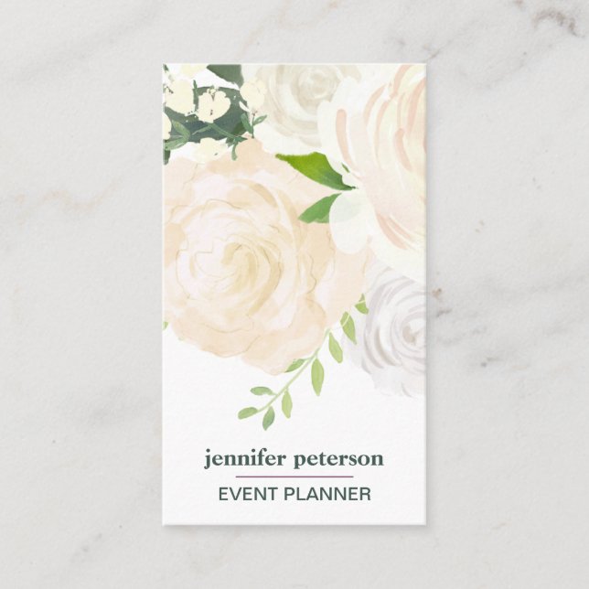 Boho chic Elegant Ivory peony Social Media Icon Visitkort (Framsida)