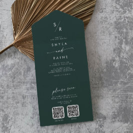 Boho Chic Emerald Grönt Dual QR Code Bröllop