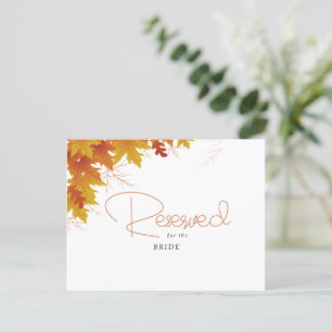 Boho Chic Fall Wedding Reserved Card Vykort