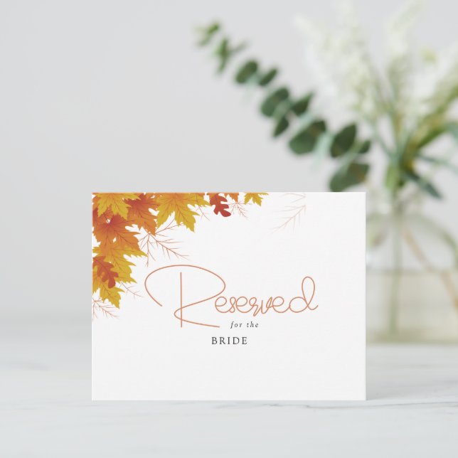 Boho Chic Fall Wedding Reserved Card Vykort (Stående Fram)