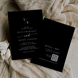 Boho Chic FÄRG EDITABLE Monogram QR-kod Bröllop Inbjudningar