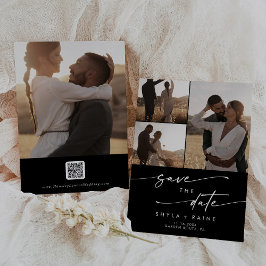 Boho Chic FÄRG EDITABLE Multi Photo QR-kod Spara Datumet