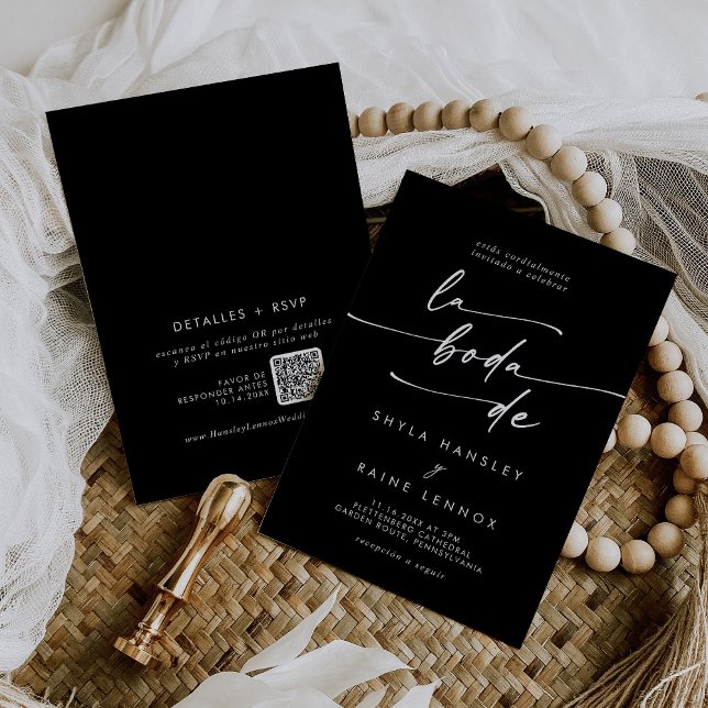 Boho Chic FÄRG EDITABLE QR-kod Spanska Bröllop Inbjudningar (Skapare uppladdad)