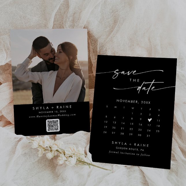 Boho Chic FÄRG EDITABLE QR-kodfotokalender Spara Datumet (Skapare uppladdad)
