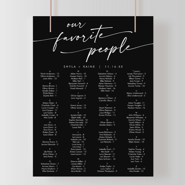 Boho Chic FÄRG EDITABLE-utskrivbart sittdiagram Poster (Skapare uppladdad)