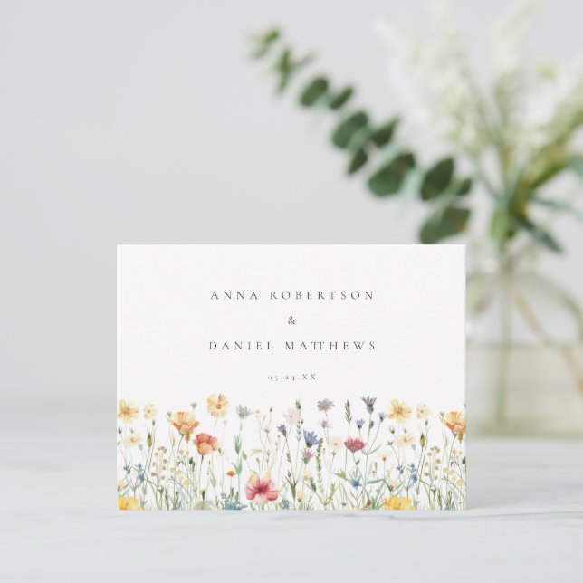 Boho Chic Floral Wedding RSVP Vykort (Stående Fram)
