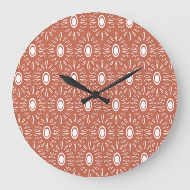 Boho Chic Flowers: Modern sömlös design Stor Klocka (Framsida)