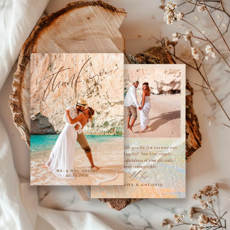 Boho Chic Fotografi Strand Destination Bröllop Tack Kort