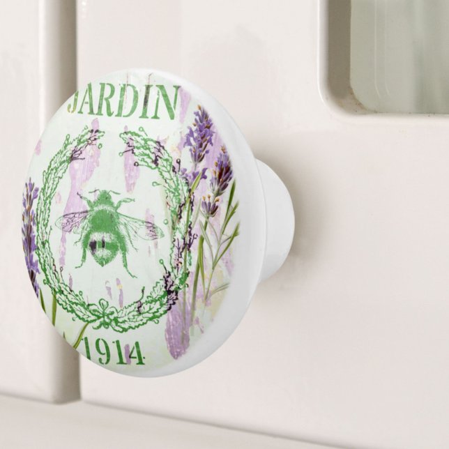boho chic fransk land lavender vintage bi knopp (boho chic french country lavender vintage bee ceramic knob)