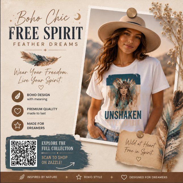 Boho Chic Fri Ånd Fjäder Drömmar Konstverk T Shirt (Skapare uppladdad)