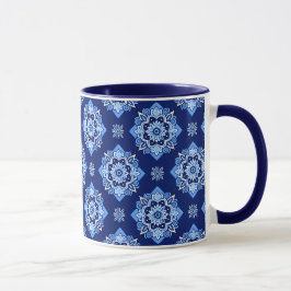 Boho Chic Geometric Blommönster Mugg
