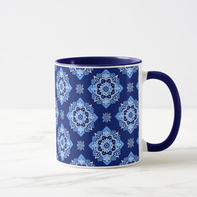 Boho Chic Geometric Blommönster Mugg (Höger)