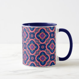 Boho Chic Geometric Blommönster Mugg