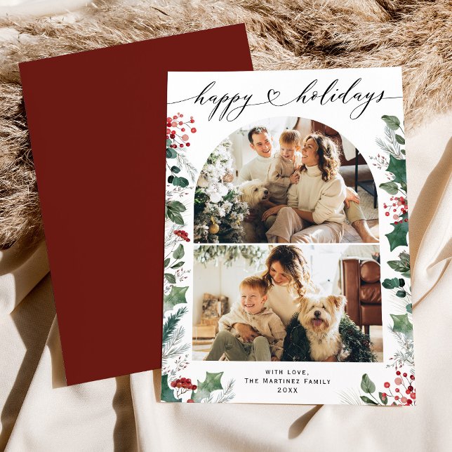 Boho Chic Glad helg 2 Photo Arch Card Julkort (Skapare uppladdad)