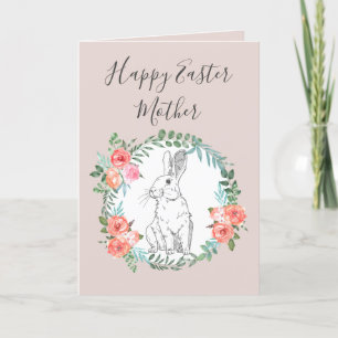 Boho Chic Glad påsk Mor Bunny Blommigt Mauve Helgkort