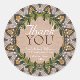 Boho-Chic Glitter Solros Laurel Cute Tack Runt Klistermärke