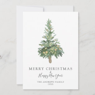 Boho Chic God jul Watercolor Träd Helgdag Julkort