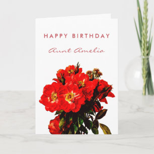 Boho Chic Grattis på födelsedagen Röd ros Bouquet Kort