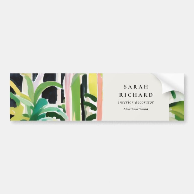 Boho Chic Green Tropical Leafy Foliage Botanical Bildekal (Framsidan)
