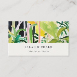 Boho Chic Green Tropical Leafy Foliage Botanical Visitkort