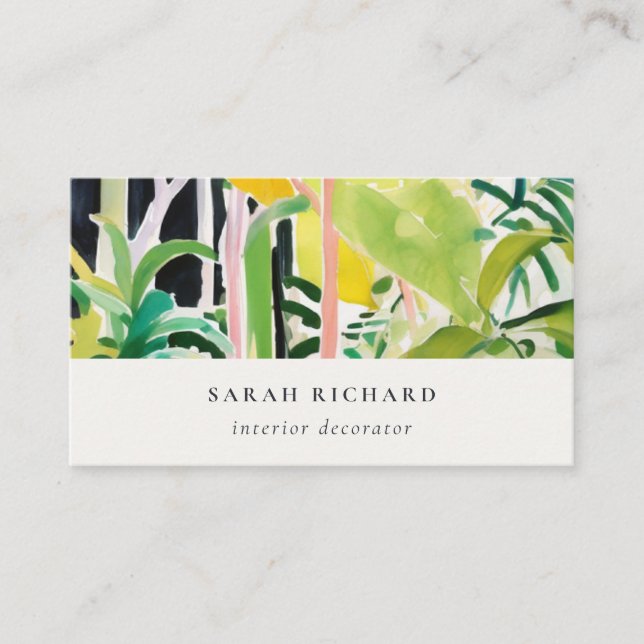 Boho Chic Green Tropical Leafy Foliage Botanical Visitkort (Framsida)