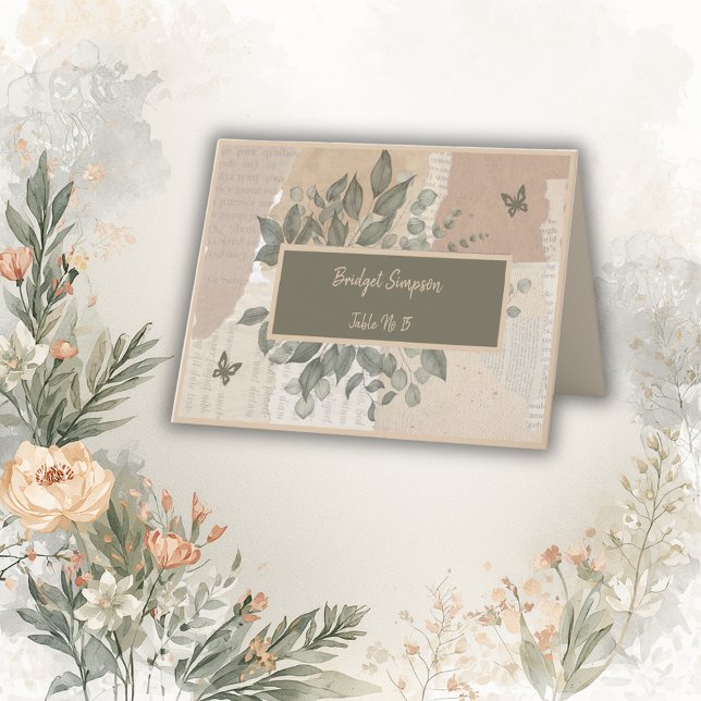 boho chic greenery bröllop gästkort tack kort (Skapare uppladdad)