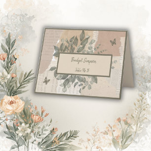boho chic greenery bröllop gästkort tack kort