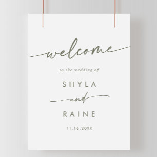 Boho Chic Grön och Vit Gör-det-själv-Välkomstskylt Poster