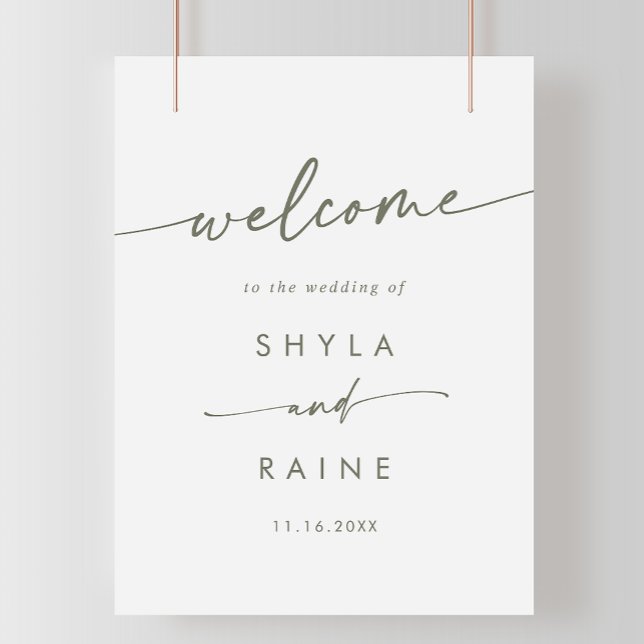 Boho Chic Grön och Vit Gör-det-själv-Välkomstskylt Poster (Skapare uppladdad)