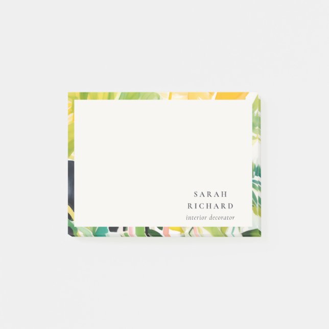 Boho Chic Grön Tropisk Bladrik Växt Botanisk Post-it Block (Framsida)