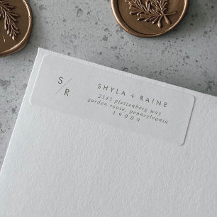 Boho Chic Grönt och vita monogramAdressetiketter Returadress Etikett