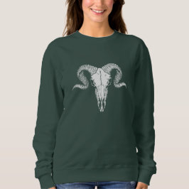 Boho Chic Grönt Sweatshirt med Buffalo Skull T Shirt