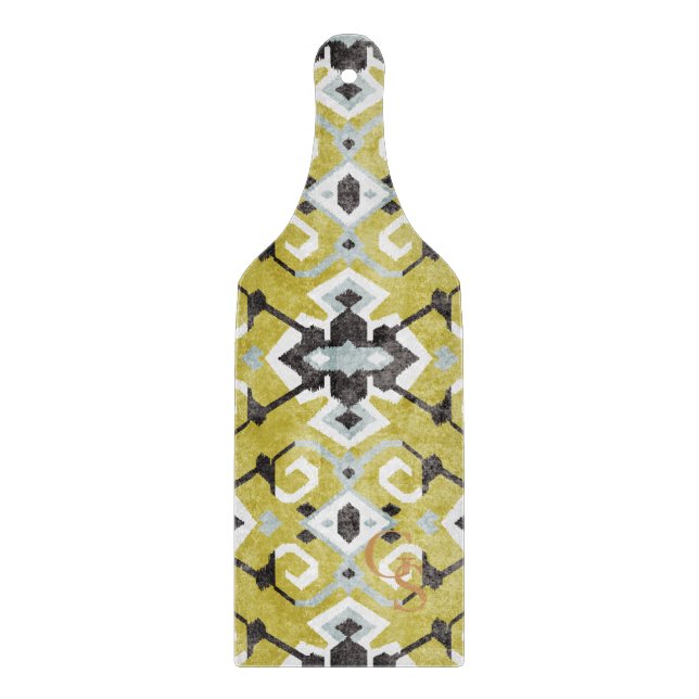 Boho chic gul ikat tribal mönster monogram (Framsidan)