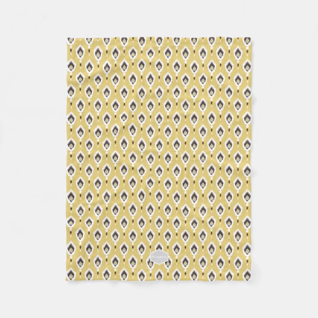 Boho chic gul ikat tribal mönster monogram fleecefilt (Framsidan)