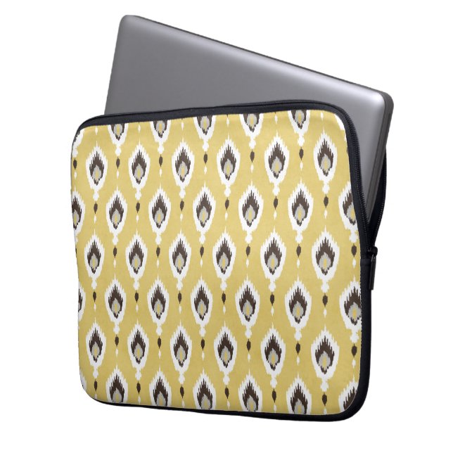 Boho chic gul ikat tribal mönster monogram laptop sleeve (Framsidan Vänster)