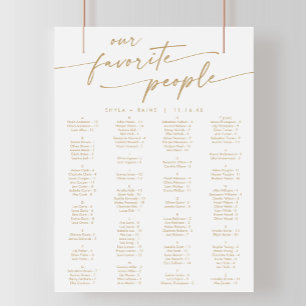 Boho Chic Guld och vit utskrivbar sittplatsplan Poster