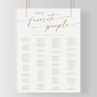 Boho Chic Guld och vit utskrivbar sittplatsplan Poster