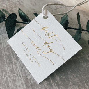 Boho Chic Guld och Vita bästa dagen någonsin Bröll Gåvor Etiketter