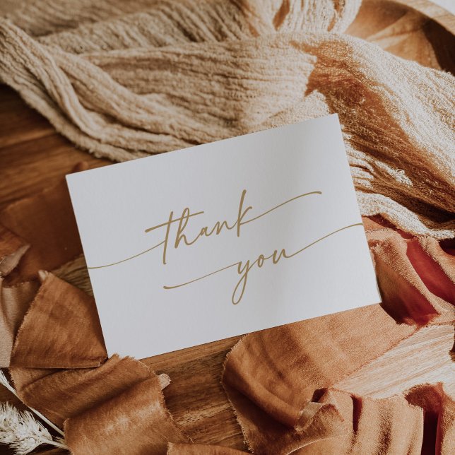 Boho Chic Guld och White Flat Bröllop Tack Kort (Skapare uppladdad)