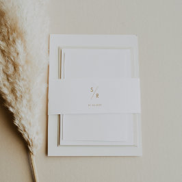 Boho Chic Guld och White Monogram Bröllop Band För Inbjudningskort