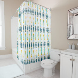 boho chic gult Blue Arrows duschdraperier