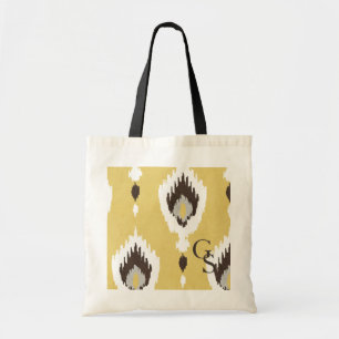 Boho chic gult ikat tribal mönster monogram tygkasse