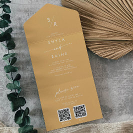 Boho Chic Gult Marigold Dual QR Code Bröllop