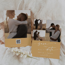 Boho Chic Gult Marigold Multi Photo QR-kod Spara Datumet