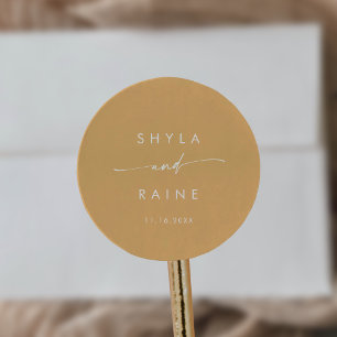 Boho Chic Gult Marigold Namn kuvert Seals Runt Klistermärke
