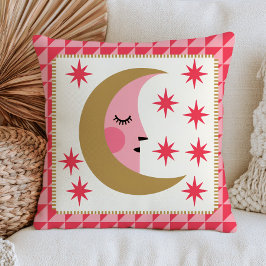 Boho Chic Halvmåne Retro Estetisk Celestial Kudde