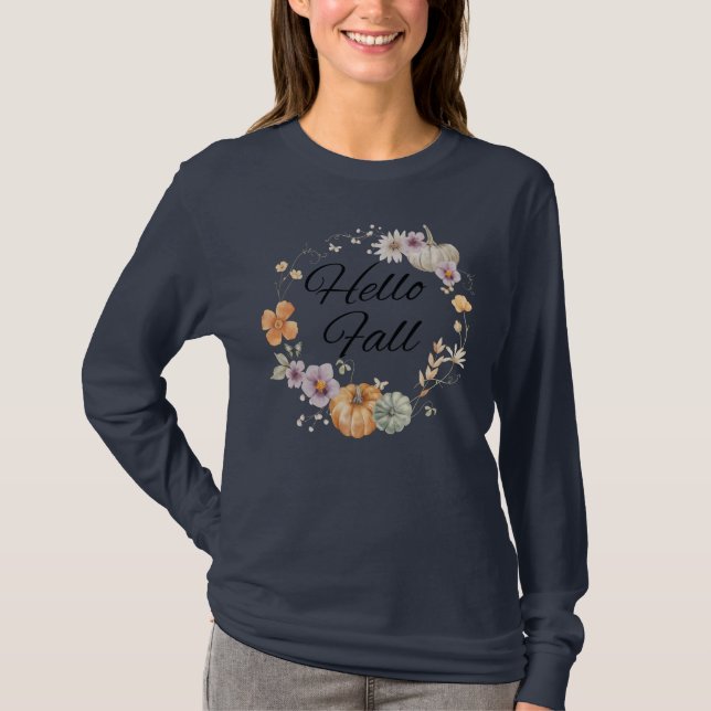 Boho Chic Hej Fall Botanical Shirt T Shirt (Framsida)