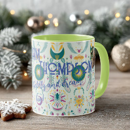 Boho chic himmelska symboler i turkos och guld mugg