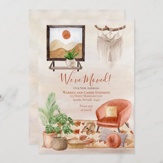 Boho Chic Home Scene Macrame Flytta Meddelande (Fram/baksida)