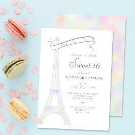 Boho Chic Iridescent Eiffel Torn Paris Sweet 16 Inbjudningar